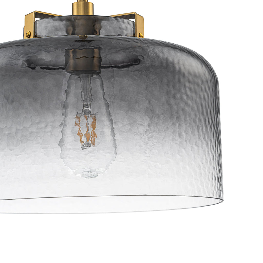 Pendantlightie-Modern 1-Light Hammer Gradient Gray Textured Glass Drum Pendant Light-Pendants-Brass-Gray