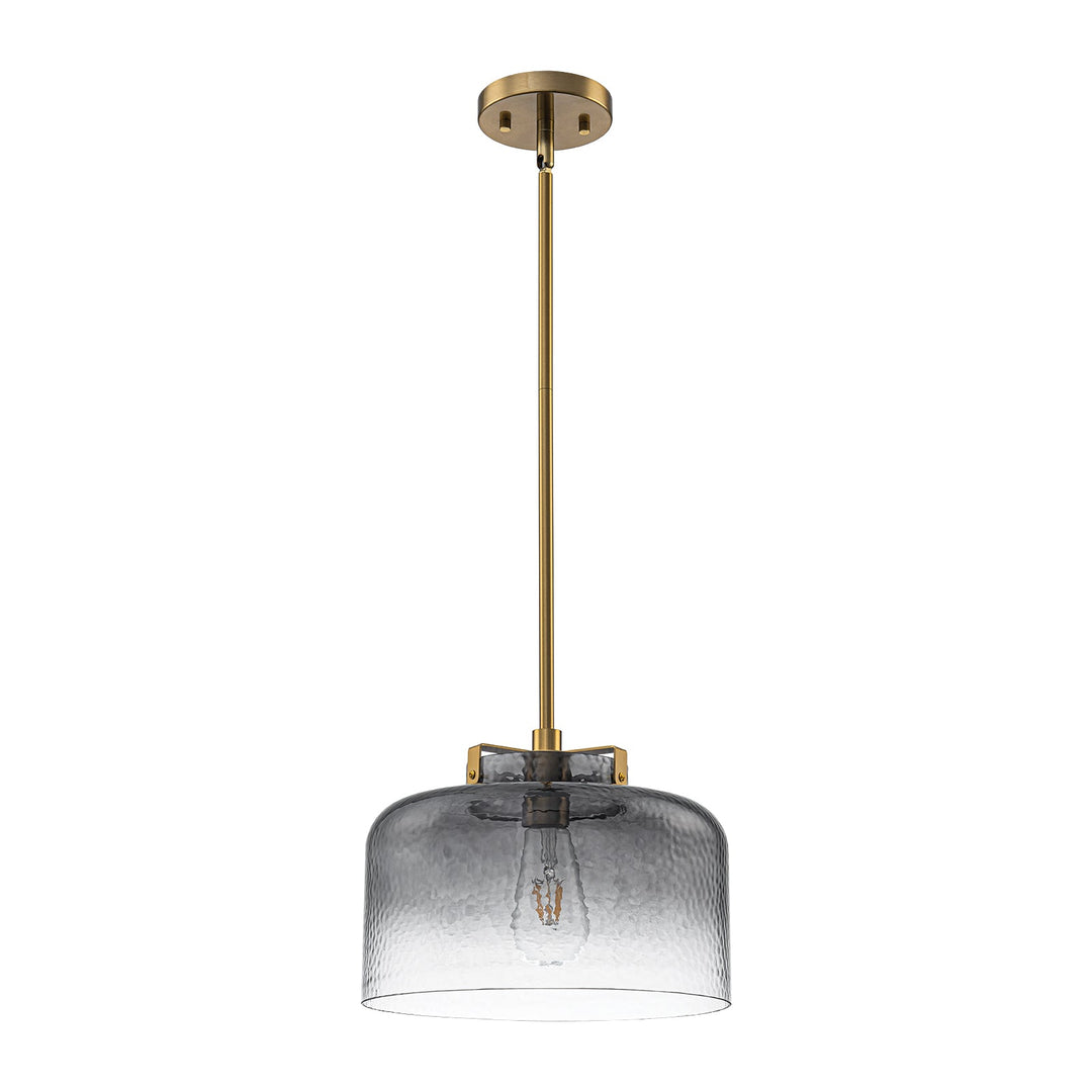 Pendantlightie-Modern 1-Light Hammer Gradient Gray Textured Glass Drum Pendant Light-Pendants-Brass-Gray