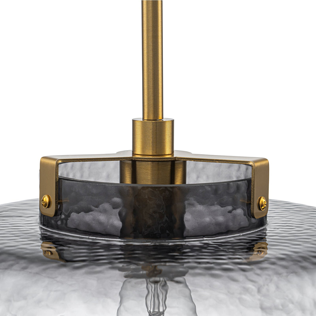 Pendantlightie-Modern 1-Light Hammer Gradient Gray Textured Glass Drum Pendant Light-Pendants-Brass-Gray