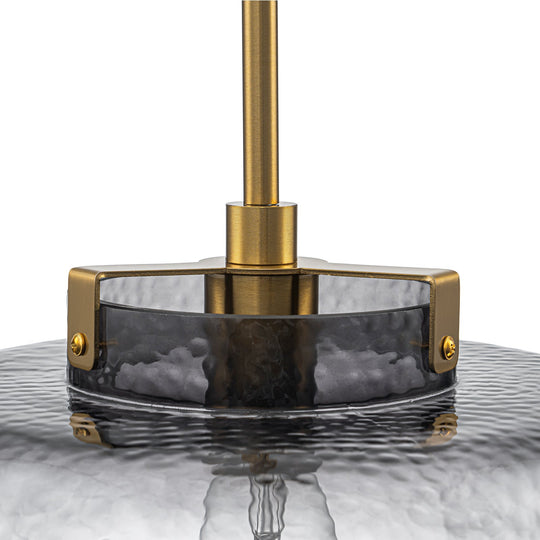 Pendantlightie-Modern 1-Light Hammer Gradient Gray Textured Glass Drum Pendant Light-Pendants-Brass-Gray