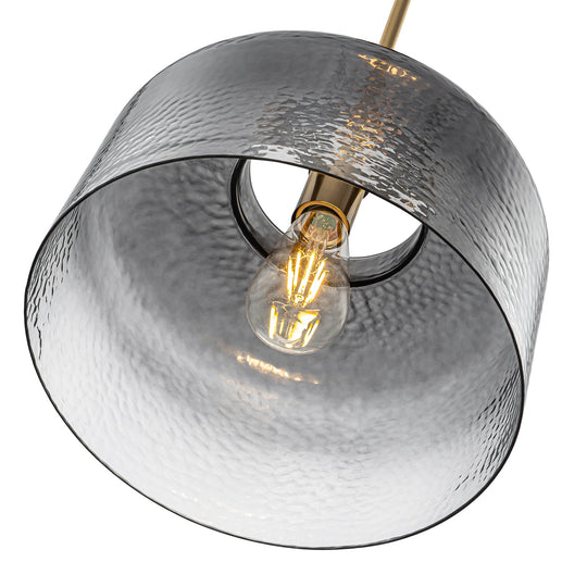 Pendantlightie-Modern 1-Light Hammer Gradient Gray Textured Glass Drum Pendant Light-Pendants-Brass-Gray