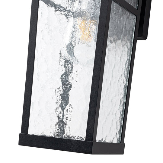 Pendantlightie - Modern 1 - Light Minster Glass Outdoor Waterproof Wall Lantern Sconce - Outdoor Wall Light - Black - 