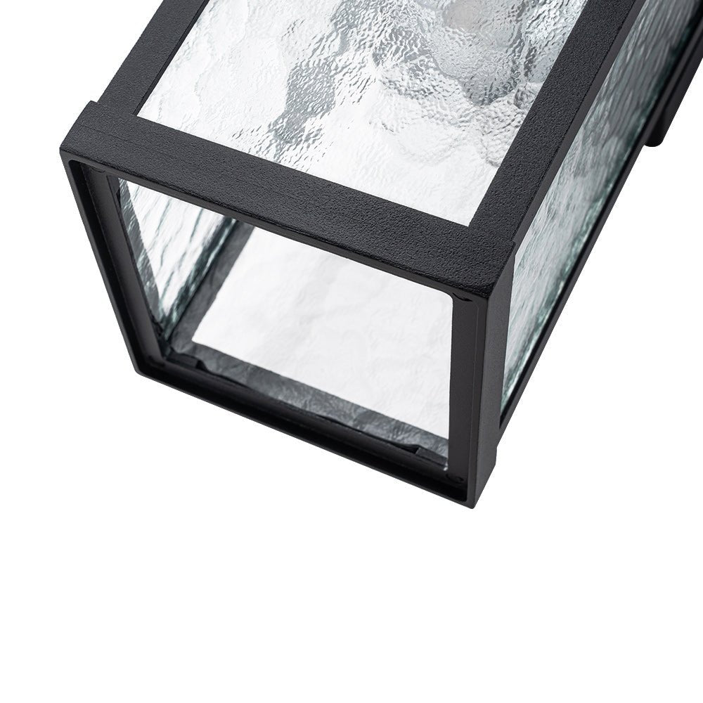 Pendantlightie - Modern 1 - Light Minster Glass Outdoor Waterproof Wall Lantern Sconce - Outdoor Wall Light - Black - 