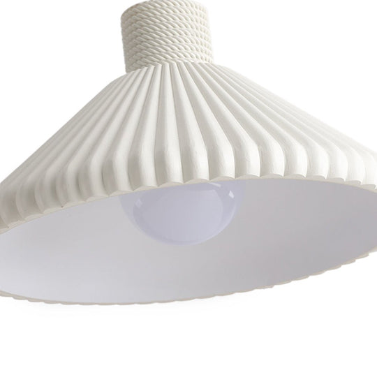 Pendantlightie - Modern 1 - Light Resin Pleated Conical Pendant Light For Dining Table - Pendants - White - 