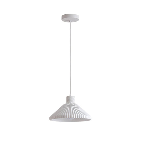 Pendantlightie - Modern 1 - Light Resin Pleated Conical Pendant Light For Dining Table - Pendants - White - 