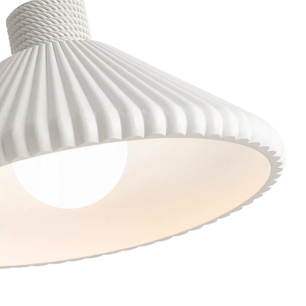 Pendantlightie - Modern 1 - Light Resin Pleated Conical Pendant Light For Dining Table - Pendants - White - 