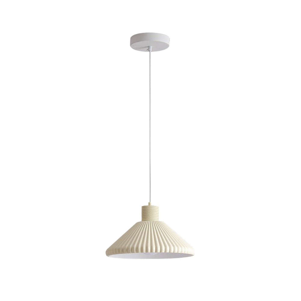 Pendantlightie - Modern 1 - Light Resin Pleated Conical Pendant Light For Dining Table - Pendants - White - 