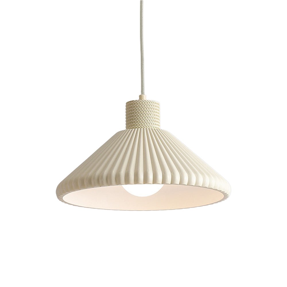 Pendantlightie - Modern 1 - Light Resin Pleated Conical Pendant Light For Dining Table - Pendants - White - 