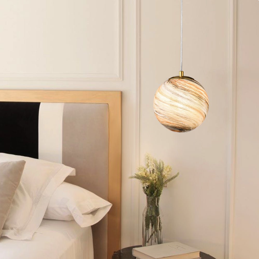 Pendantlightie - Modern 1 - Light Saturn Creative Spherical Glass Pendant Light - Pendants - Brass - 