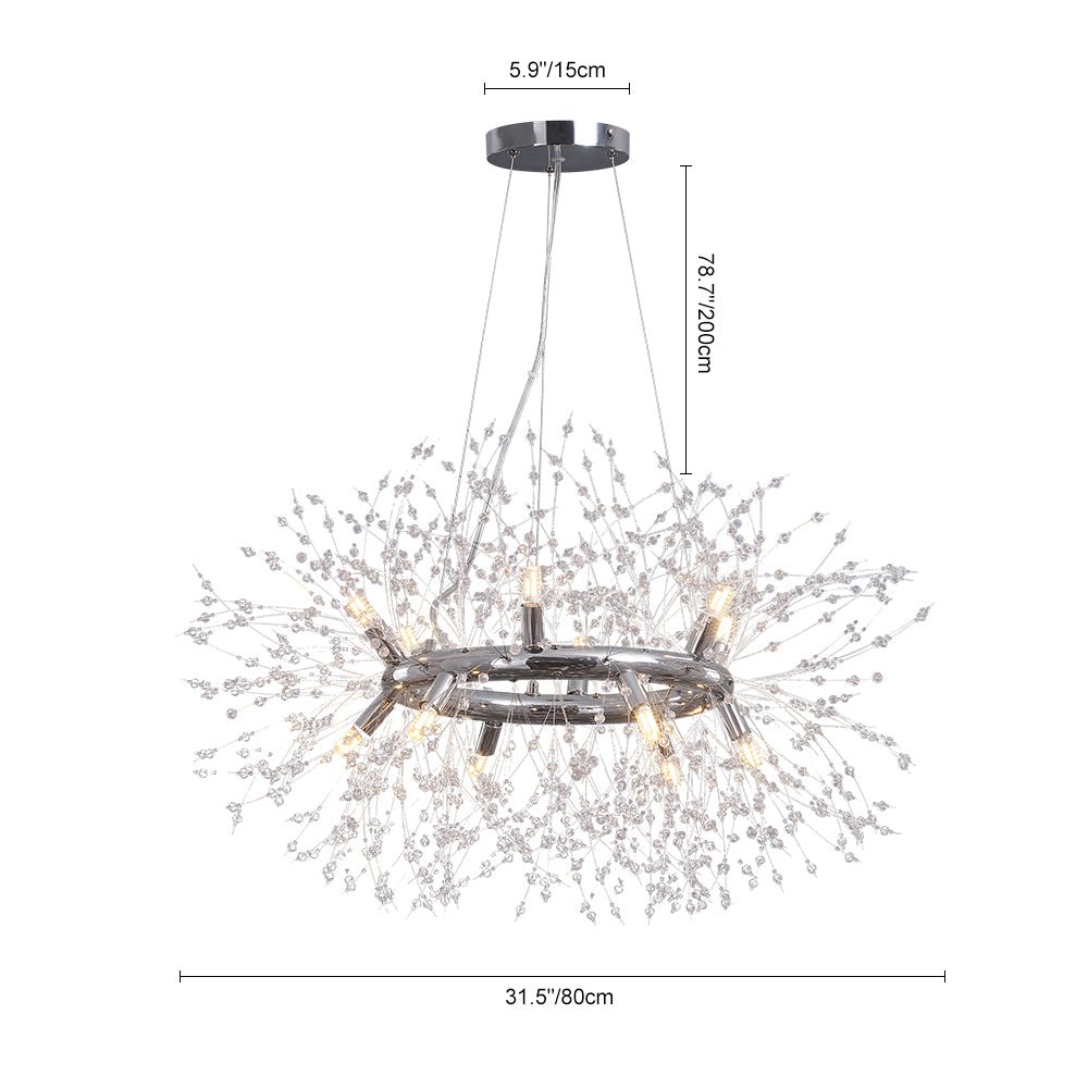 Pendantlightie - Modern 12 - Light Crystal Firework Round Dandelion Chandelier - Chandeliers - Chrome - 
