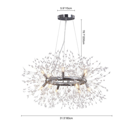 Pendantlightie - Modern 12 - Light Crystal Firework Round Dandelion Chandelier - Chandeliers - Chrome - 