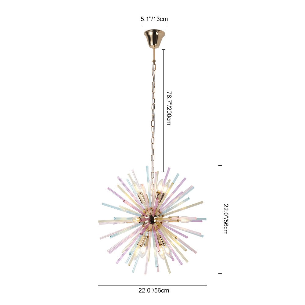 Pendantlightie - Modern 12 - Light Rainbow Colorful Sputnik Starburst Chandelier - Chandeliers - Gold - 