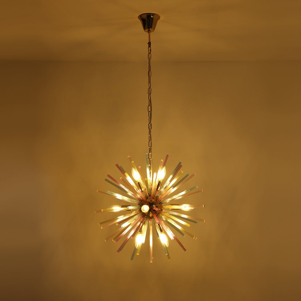 Pendantlightie - Modern 12 - Light Rainbow Colorful Sputnik Starburst Chandelier - Chandeliers - Gold - 