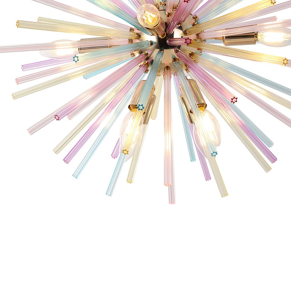 Pendantlightie - Modern 12 - Light Rainbow Colorful Sputnik Starburst Chandelier - Chandeliers - Gold - 