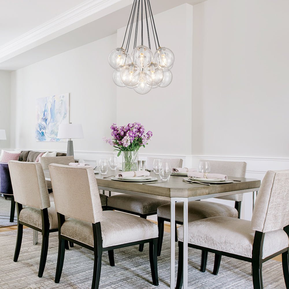 Pendantlightie - Modern 13 - Light Soap Glass Bubble Cluster Chandelier - Chandeliers - Seeded Clear - 