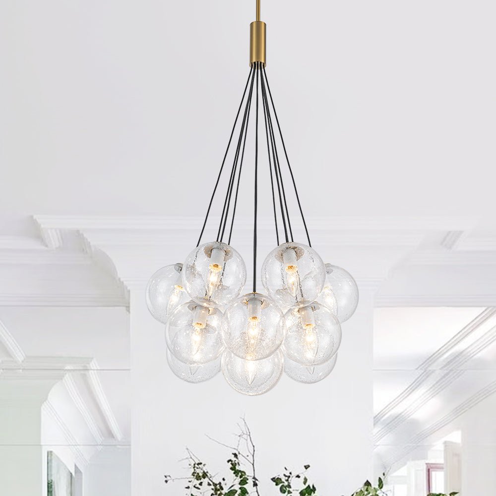 Pendantlightie - Modern 13 - Light Soap Glass Bubble Cluster Chandelier - Chandeliers - Seeded Clear - 