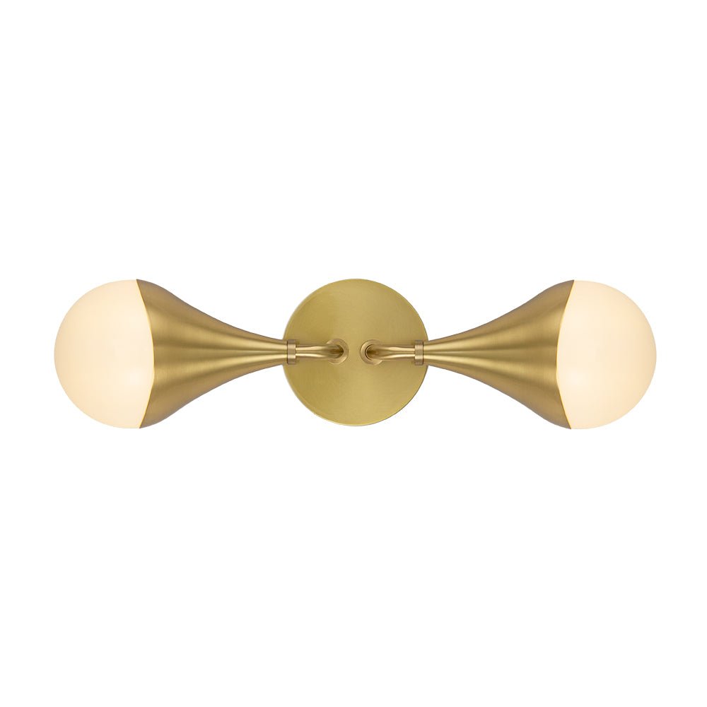 Pendantlightie - Modern 2 - Light Aged Brass Teardrop Bathroom Armed Wall Sconce - Wall Light - Brass - 