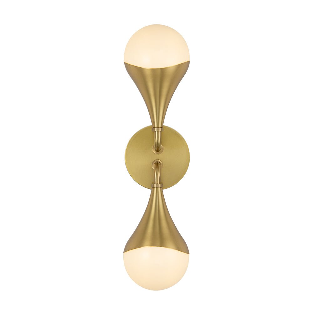 Pendantlightie - Modern 2 - Light Aged Brass Teardrop Bathroom Armed Wall Sconce - Wall Light - Brass - 