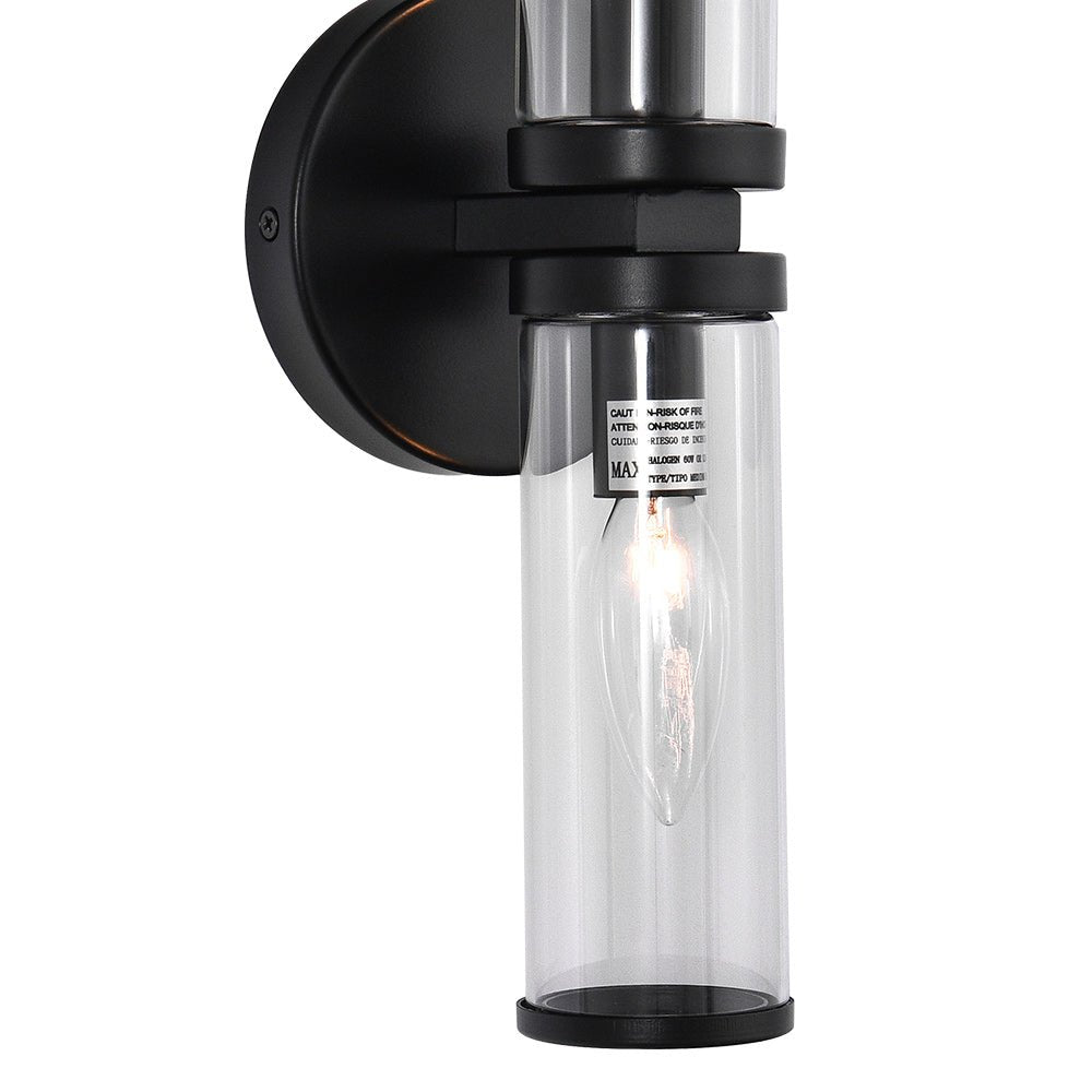 Pendantlightie - Modern 2 - Light Cylinder Bath Bar Vanity Light With Clear Glass Shades - Wall Light - Gold - 