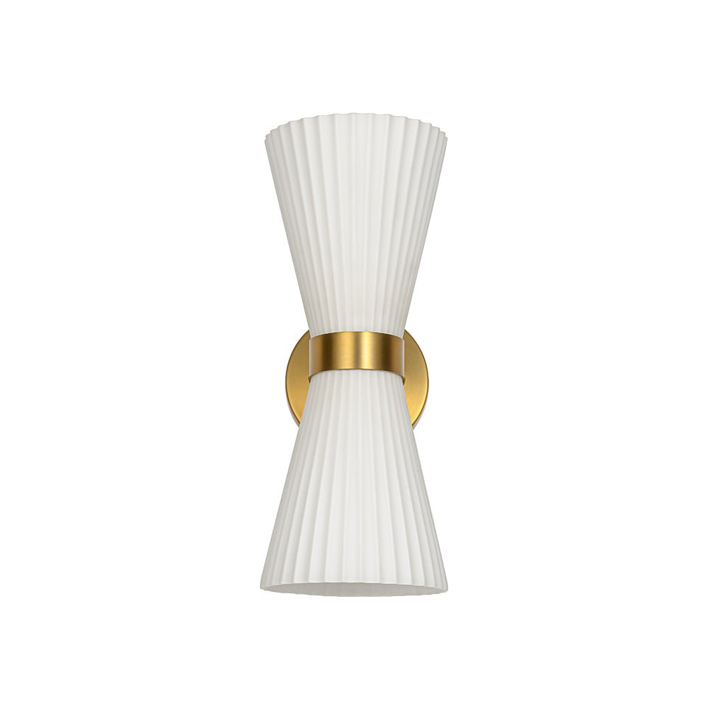 Pendantlightie - Modern 2 - Light Pleated Glass Shade Double Cone Sconce - Wall Light - Brown - 
