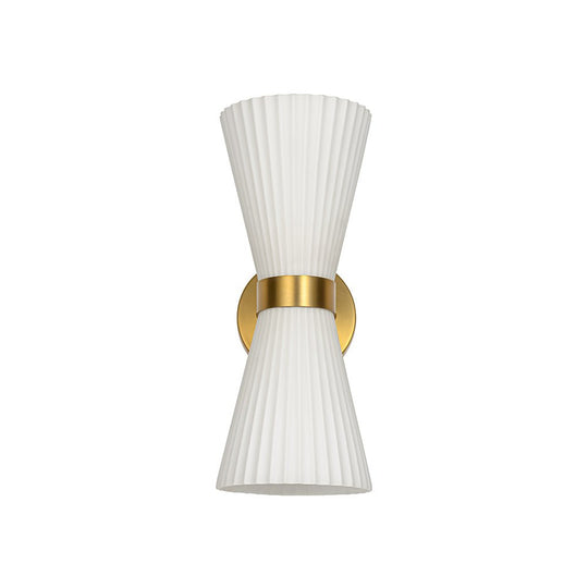 Pendantlightie - Modern 2 - Light Pleated Glass Shade Double Cone Sconce - Wall Light - Brown - 