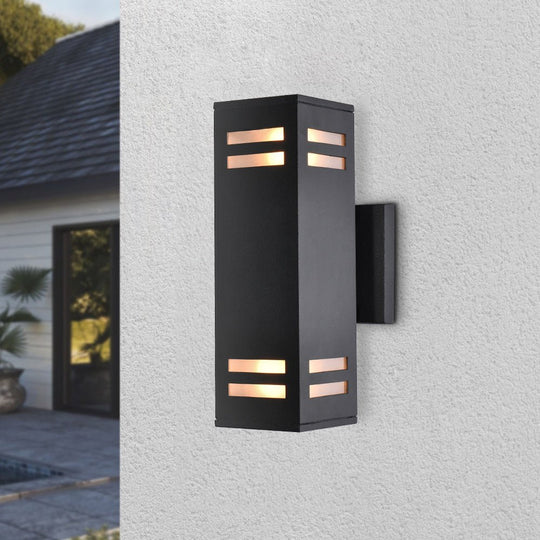 Pendantlightie - Modern 2 - Light Waterproof Rectangular Black Outdoor Wall Light - Outdoor Wall Light - Black - 