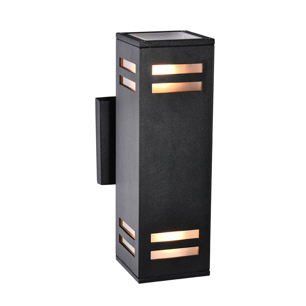 Pendantlightie - Modern 2 - Light Waterproof Rectangular Black Outdoor Wall Light - Outdoor Wall Light - Black - 