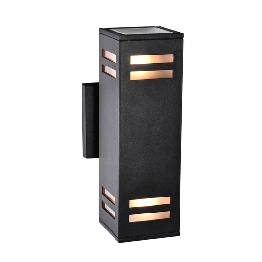 Pendantlightie - Modern 2 - Light Waterproof Rectangular Black Outdoor Wall Light - Outdoor Wall Light - Black - 