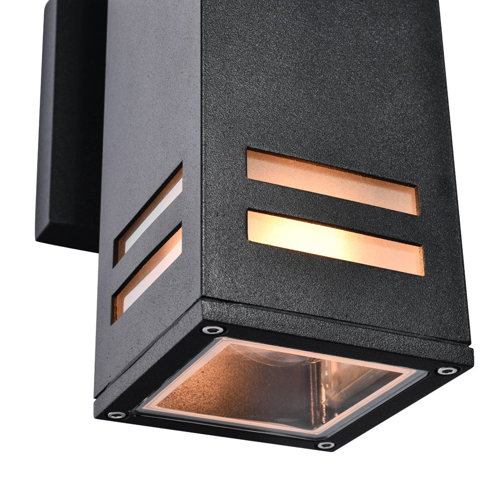Pendantlightie - Modern 2 - Light Waterproof Rectangular Black Outdoor Wall Light - Outdoor Wall Light - Black - 