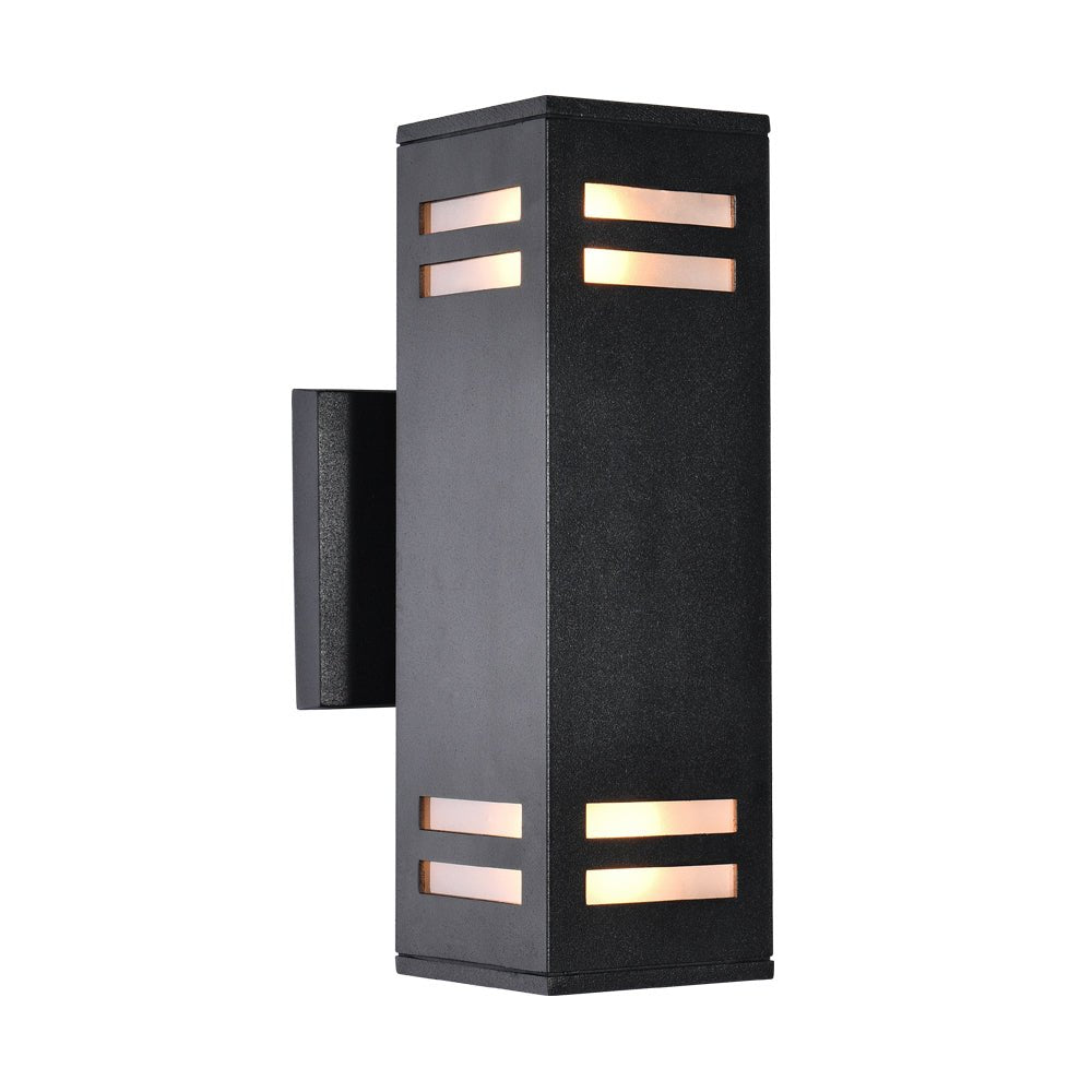 Pendantlightie - Modern 2 - Light Waterproof Rectangular Black Outdoor Wall Light - Outdoor Wall Light - Black - 