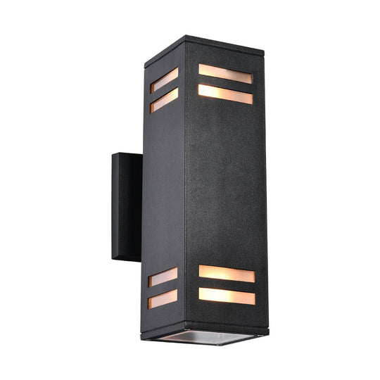 Pendantlightie - Modern 2 - Light Waterproof Rectangular Black Outdoor Wall Light - Outdoor Wall Light - Black - 