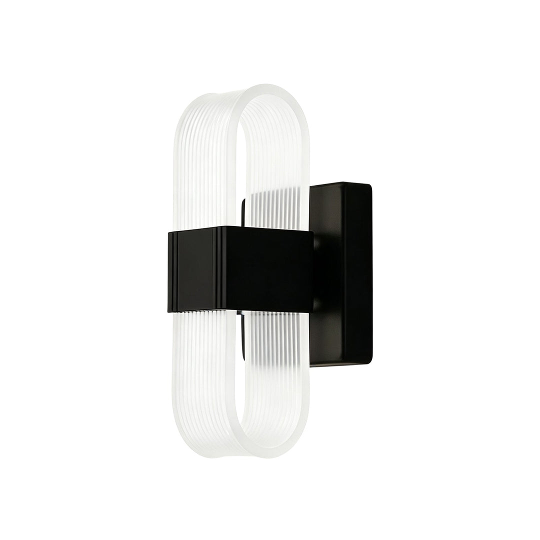 Pendantlightie-Modern 3-Color Dimmable Oval Striped Glass LED Wall Sconce-Wall Light-Black-