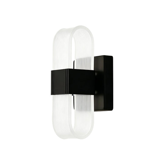 Pendantlightie-Modern 3-Color Dimmable Oval Striped Glass LED Wall Sconce-Wall Light-Black-