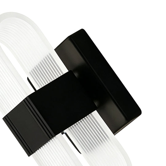 Pendantlightie-Modern 3-Color Dimmable Oval Striped Glass LED Wall Sconce-Wall Light-Black-