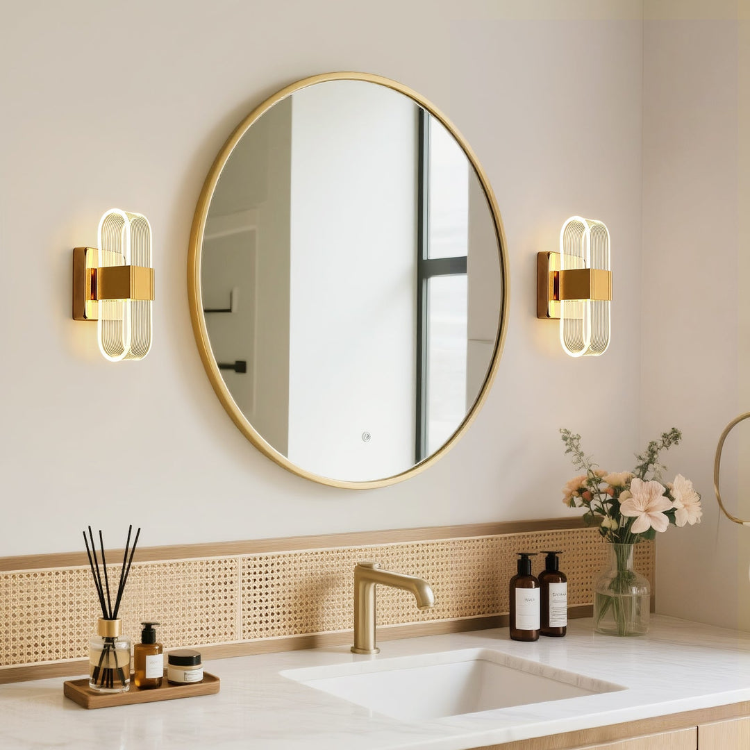 Pendantlightie-Modern 3-Color Dimmable Oval Striped Glass LED Wall Sconce-Wall Light-Black-