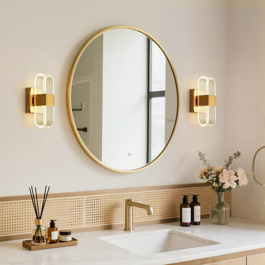 Pendantlightie-Modern 3-Color Dimmable Oval Striped Glass LED Wall Sconce-Wall Light-Black-