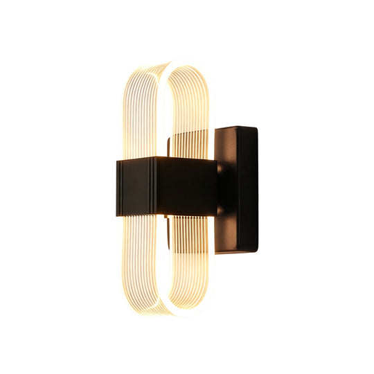 Pendantlightie-Modern 3-Color Dimmable Oval Striped Glass LED Wall Sconce-Wall Light-Black-