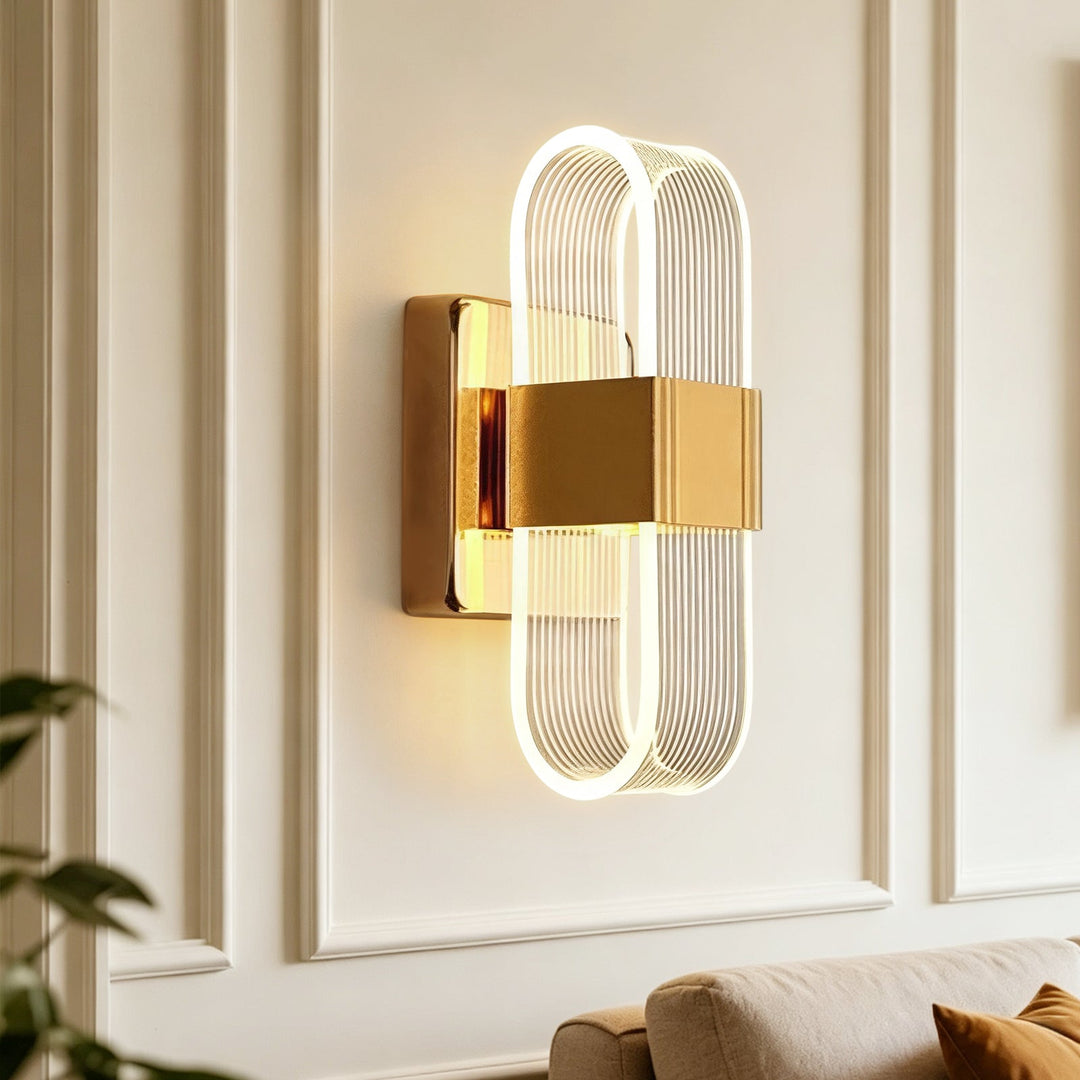 Pendantlightie-Modern 3-Color Dimmable Oval Striped Glass LED Wall Sconce-Wall Light-Brass-