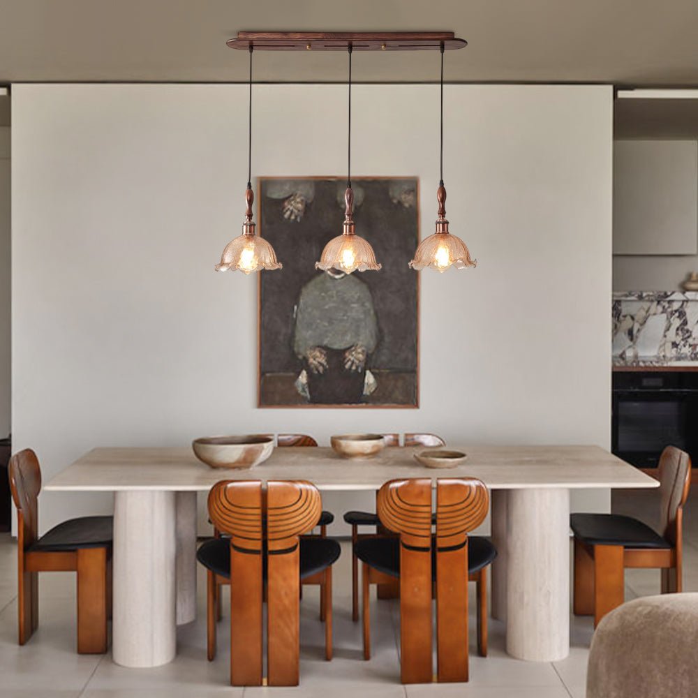 Pendantlightie - Modern 3 - Light Cluster Linear Flower Crackled Glass Pendant Light - Pendants - Small - 