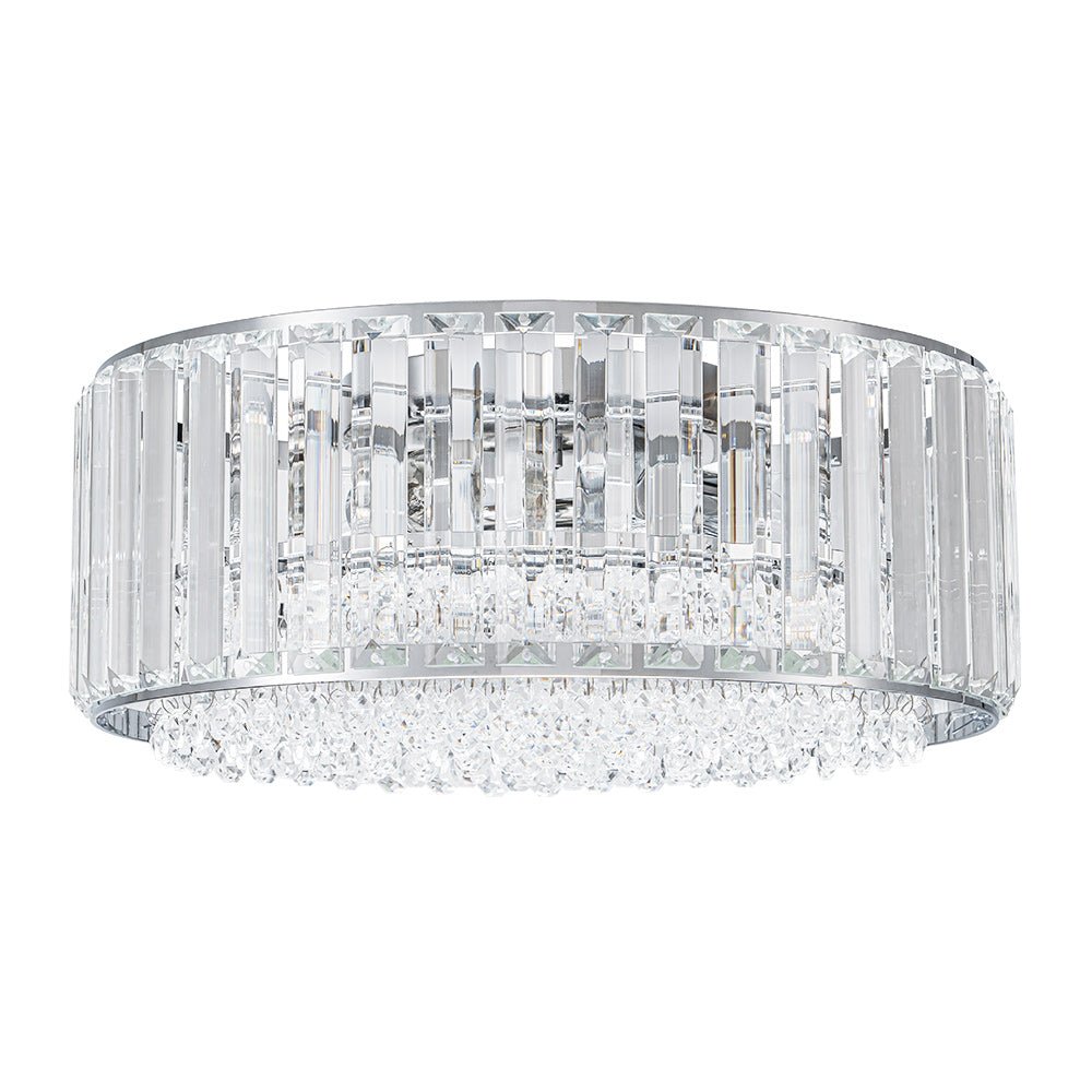 Pendantlightie - Modern 3 - Light Round Drum Crystal Flush Ceiling Light - Flush Mount - Black - 