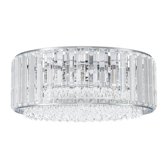 Pendantlightie - Modern 3 - Light Round Drum Crystal Flush Ceiling Light - Flush Mount - Black - 