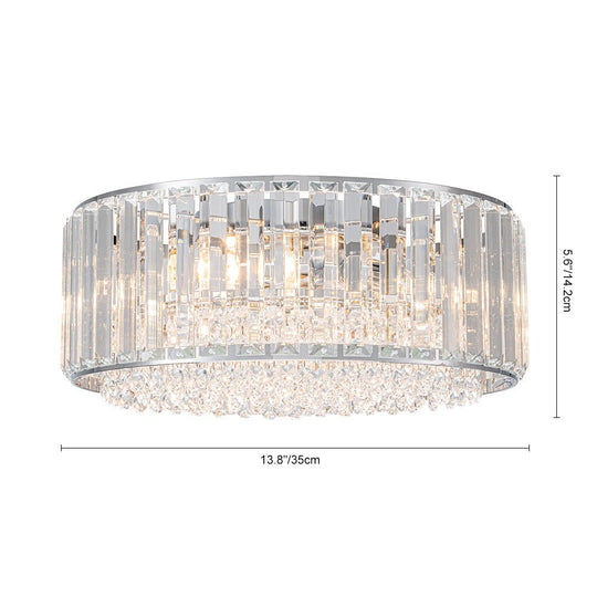 Pendantlightie - Modern 3 - Light Round Drum Crystal Flush Ceiling Light - Flush Mount - Black - 