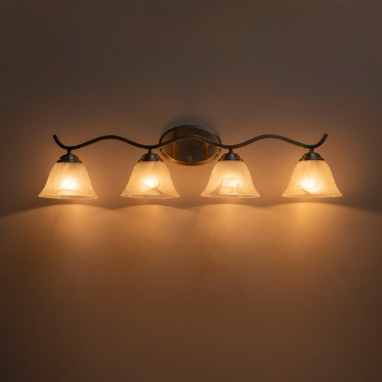 Pendantlightie - Modern 4 - Light Marble Bell Bathroom Wall Light - Wall Light - Nickel - 