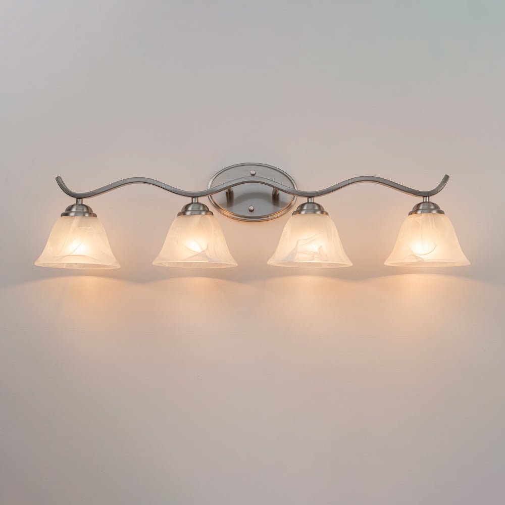 Pendantlightie - Modern 4 - Light Marble Bell Bathroom Wall Light - Wall Light - Nickel - 