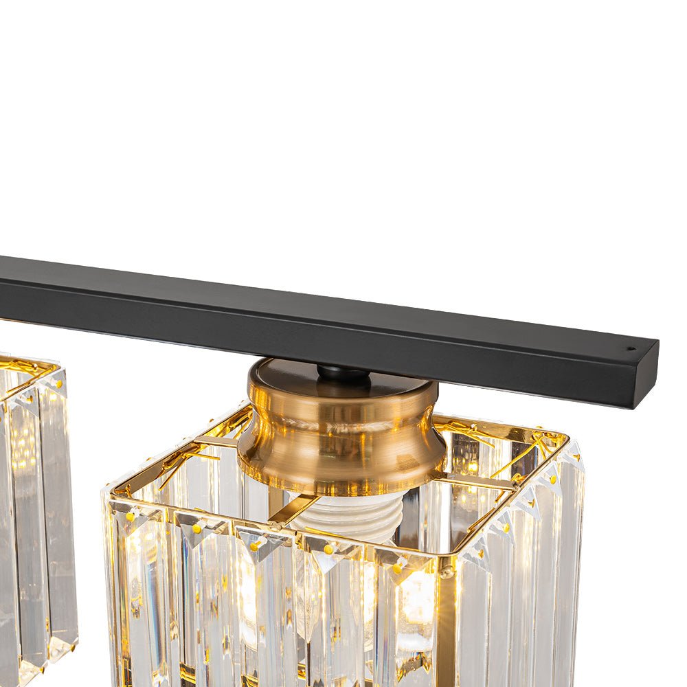 Pendantlightie - Modern 5 - Light Rectangular Crystal Shade Linear Island Pendant - Pendants - Black+Gold - 