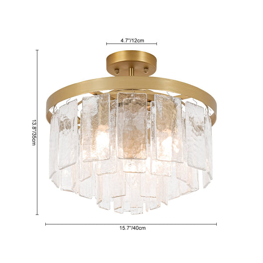 Pendantlightie-Modern 5-Light Tiered Drum Water Glass Chandelier-Chandeliers-Black-