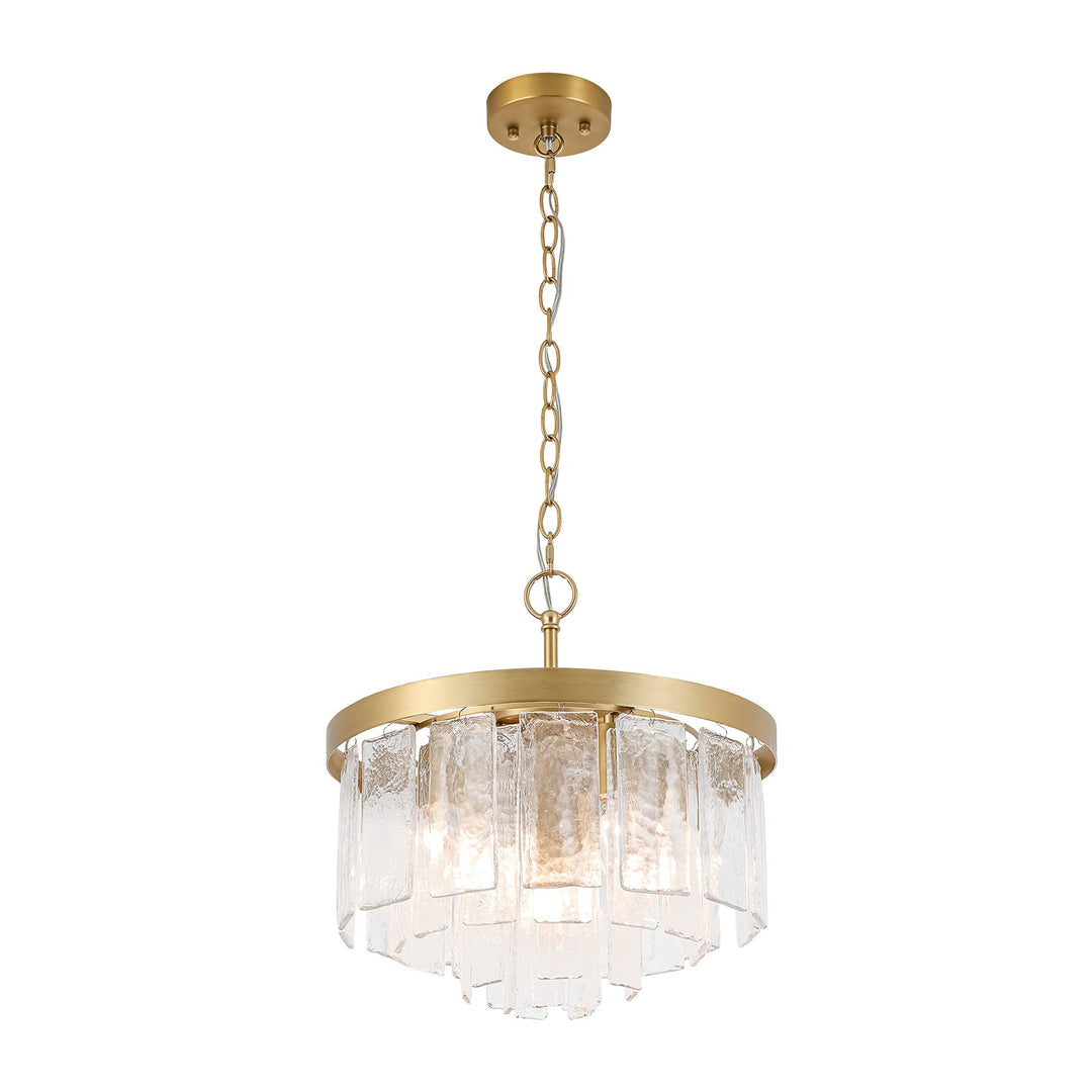 Pendantlightie-Modern 5-Light Tiered Drum Water Glass Chandelier-Chandeliers-Black-