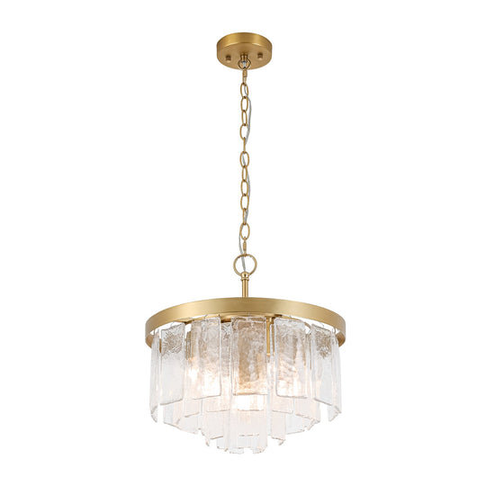 Pendantlightie-Modern 5-Light Tiered Drum Water Glass Chandelier-Chandeliers-Black-