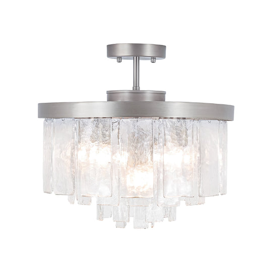 Pendantlightie-Modern 5-Light Tiered Drum Water Glass Chandelier-Chandeliers-Black-