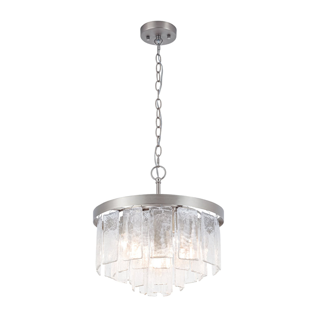 Pendantlightie-Modern 5-Light Tiered Drum Water Glass Chandelier-Chandeliers-Black-